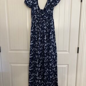 J. Crew Navy and White Patterned Maxi Dress